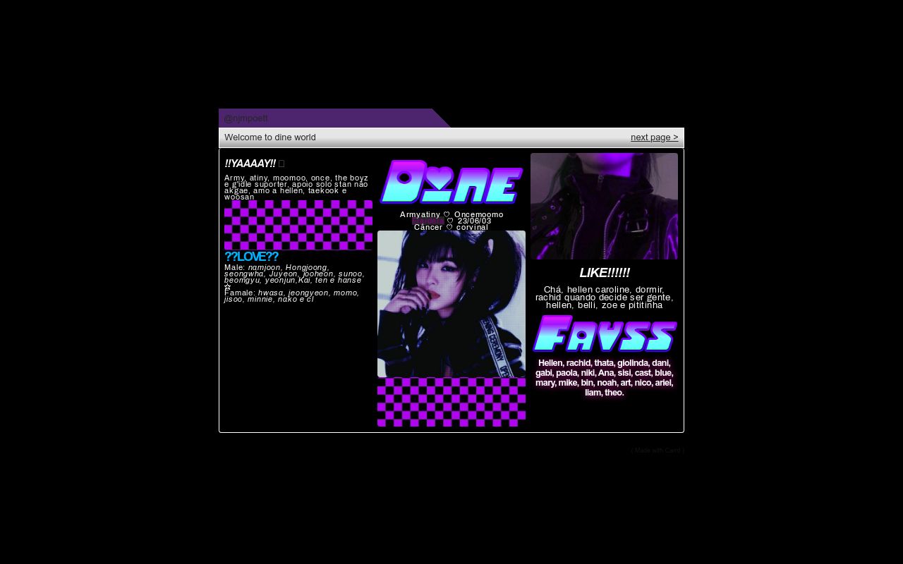 Carrd profile picture for @dine